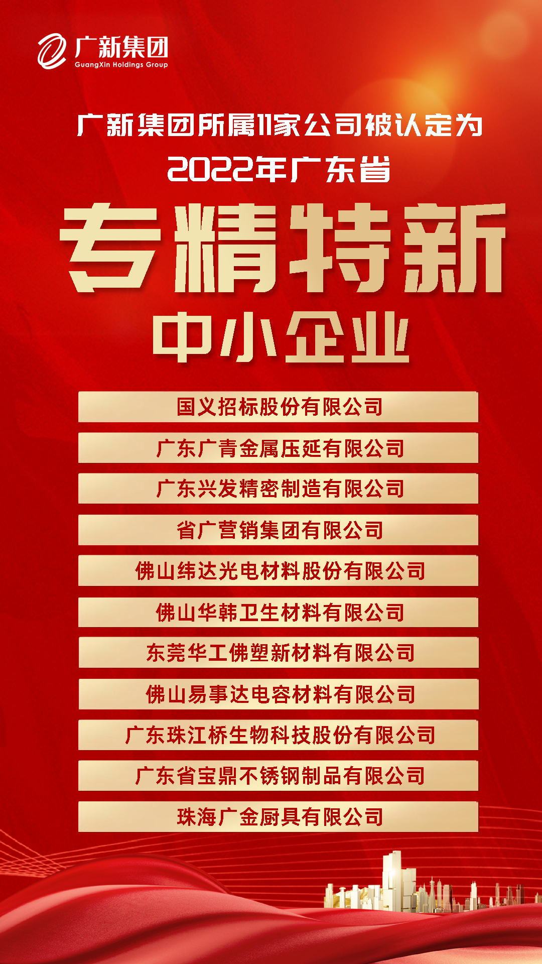 新春开门红!美高梅集团
所属11家公司被认定为“2022年广东省专精特新中小企业” 新春开门红!美高梅集团
所属11家公司被认定为“2022年广东省专精特新中小企业”